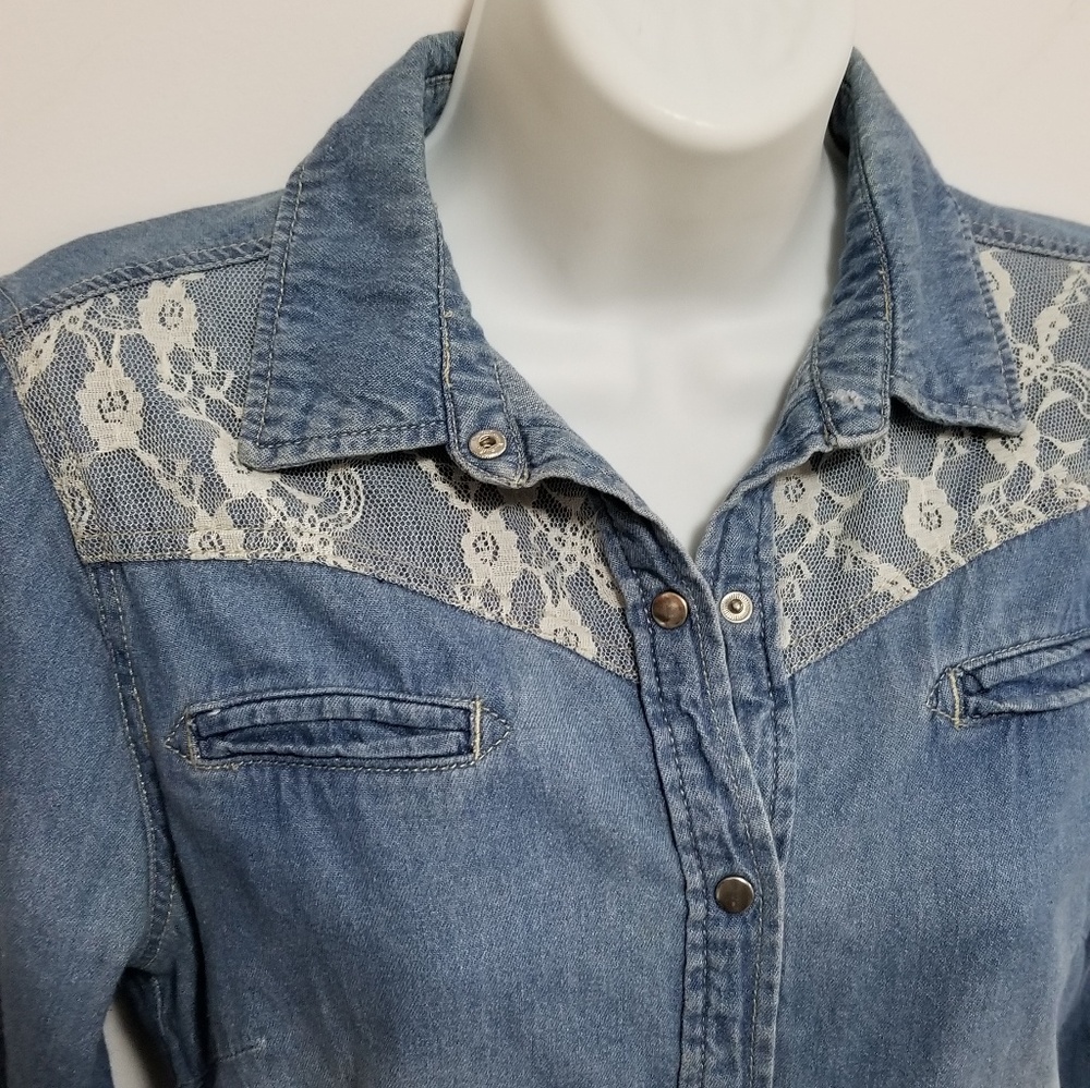 Charlotte Russe denim long sleeve top - Picture 3 of 5